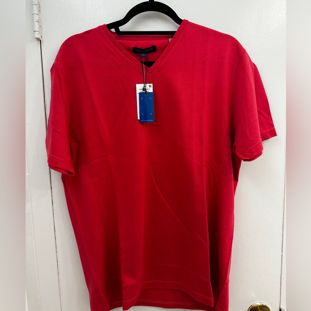 Claret Red Vince Camuto V Neck T-shirt